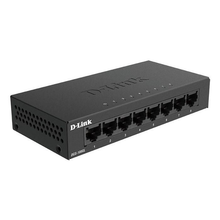 D-Link DGS-108GL Switch Gigabit Ethernet de 8 Puertos 10 Gbps, Carcasa Metálica Compacta, Silencioso, Eficiencia Energética 3