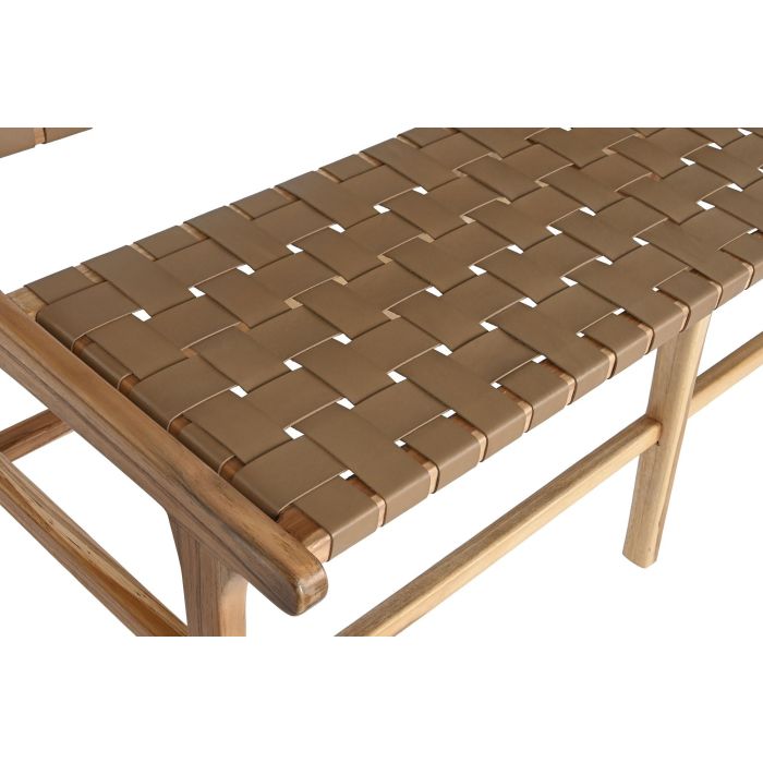 DKD Home Decor Banco Beige Natural Piel Teca 140x59x89 cm 1