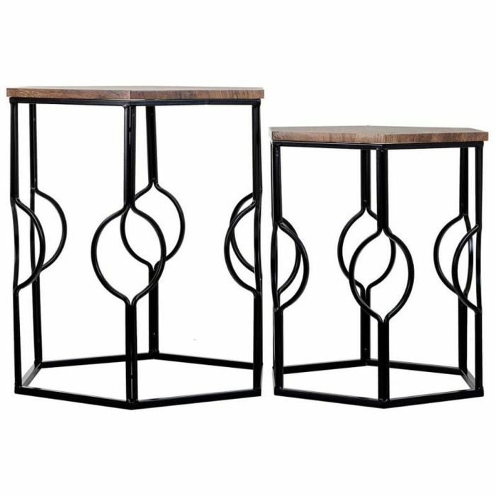 Juego de 2 mesas Alexandra House Living Marrón Negro Hierro Madera MDF 39 x 57 x 39 cm 6