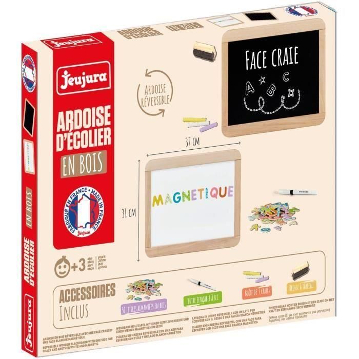 Jeujura JEU3225280881102 Pizarra Escolar de Madera Magnética Doble Cara para Tiza y Rotulador Borrable 2 Jeujura JEU3225280881102 Pizarra Escolar de Madera Magnética Doble Cara para Tiza y Rotulador Borrable 2