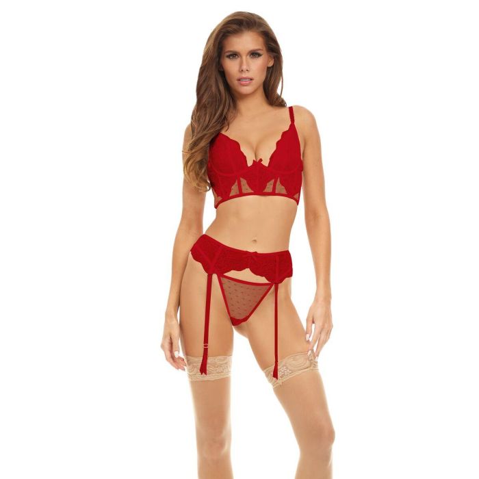 Conjunto de Lencería Bombshell Boudoir Rojo (M) 7