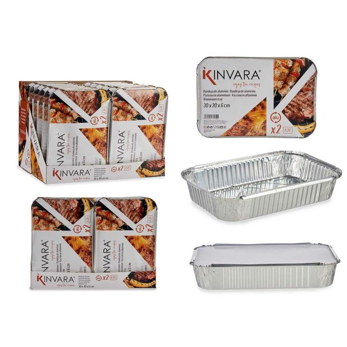 Set de bandejas para Alimentos Kinvara 82176 Plateado Aluminio 2,3 L 21 x 6 x 30,5 cm (12 Unidades) 1