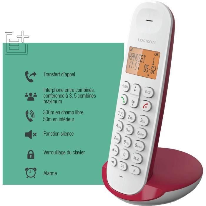 Logicom LOG3483071500155 Teléfono Inalámbrico Fijo DECT ILOA 150 SOLO Frambuesa Sin Contestador Automático 4