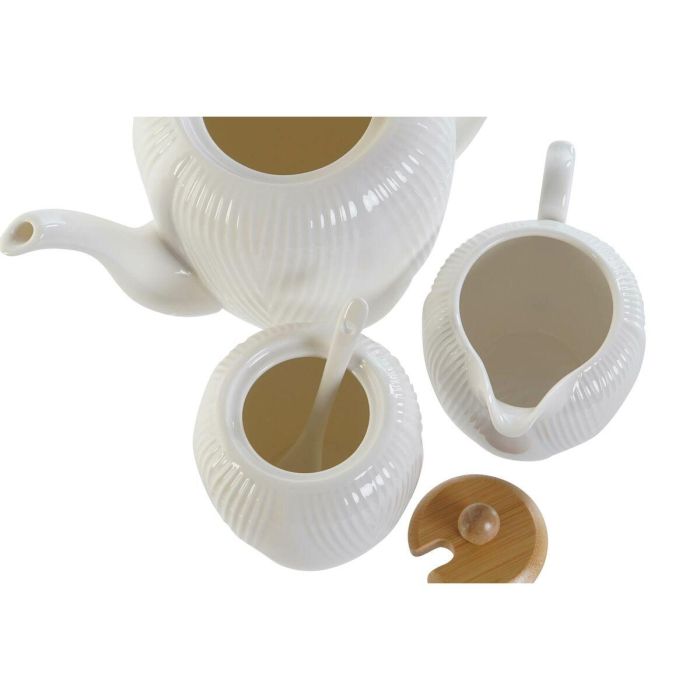 Tetera DKD Home Decor Blanco Natural Bambú Porcelana 1 Tetera DKD Home Decor Blanco Natural Bambú Porcelana 1
