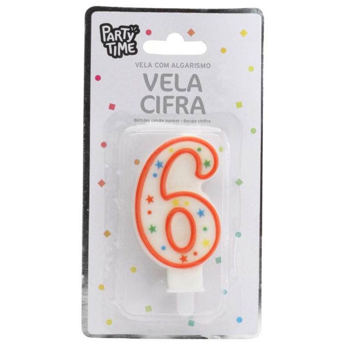 Vela Aniversario 6 Party Time 9,5 cm 1 Vela Aniversario 6 Party Time 9,5 cm 1