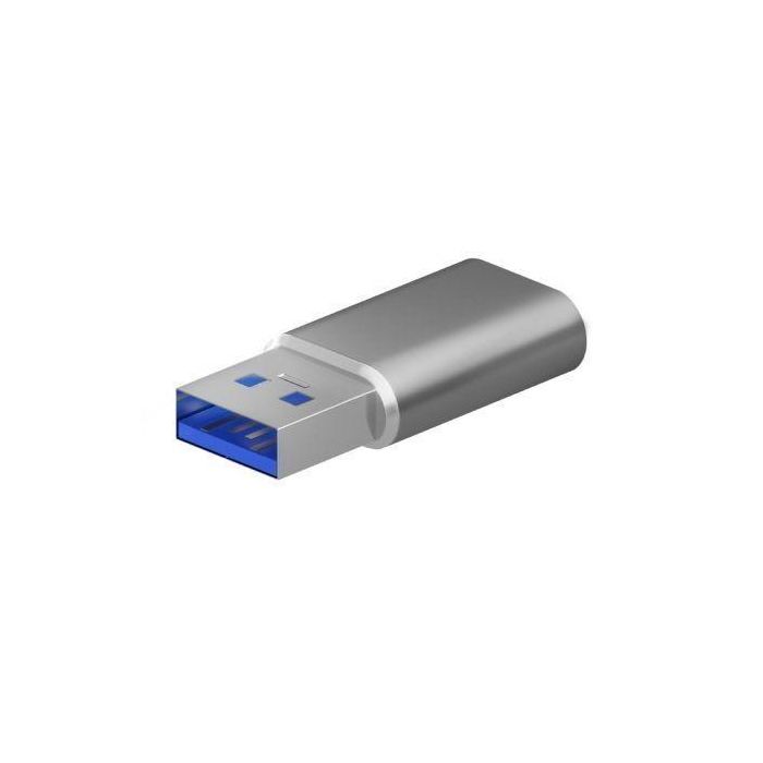 Aisens Adaptador USB-A-M 3.2 Gen2 a USB-C Hembra Aluminio Gris 10 Gbps OTG Carga Rápida