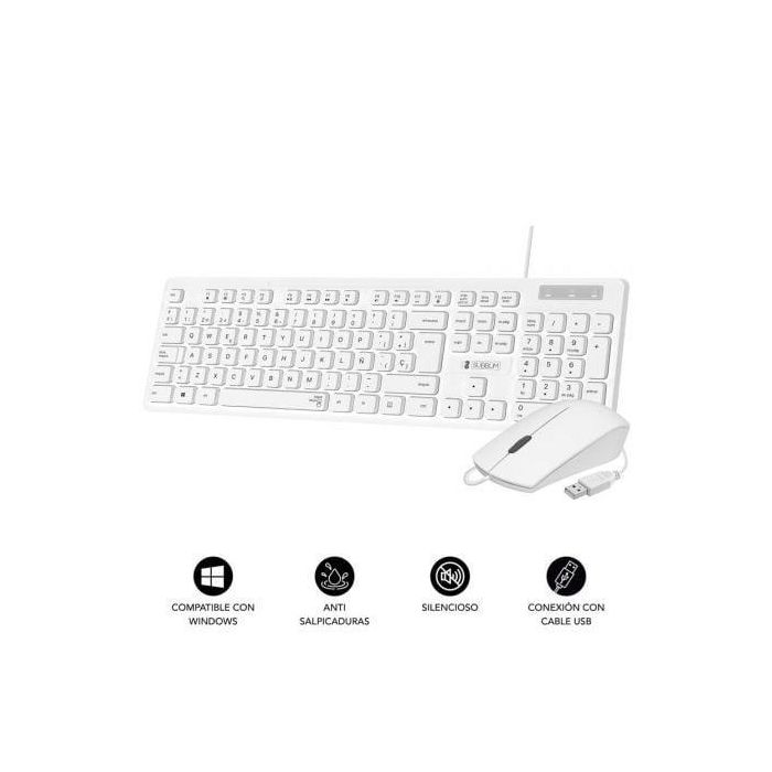 SUBBLIM Combo Business Slim Silencioso con cable USB Blanco
