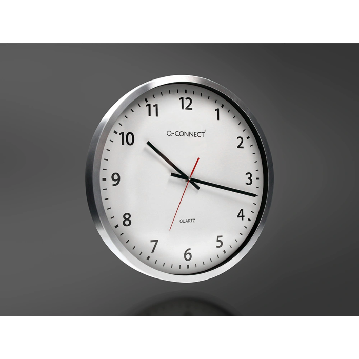 Q-connect Reloj de Pared Redondo Oficina Plástico 50 cm Marco Cromado 4