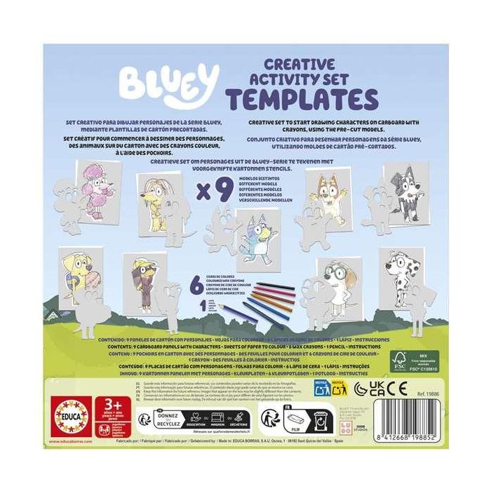Educa Set Creativo Plantillas Bluey con 9 Modelos Diferentes para Dibujar y Colorear con Ceras 2