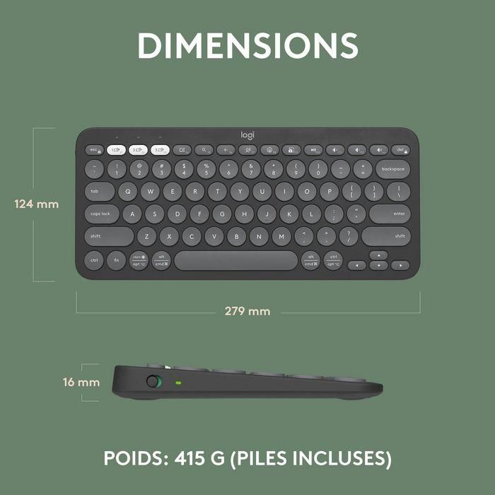 Logitech K380s Teclado Inalámbrico Bluetooth Pebble Keys 2 Multi-Dispositivo Compacto Silencioso Teclas Perfil Bajo Duración Batería 3 Años 23