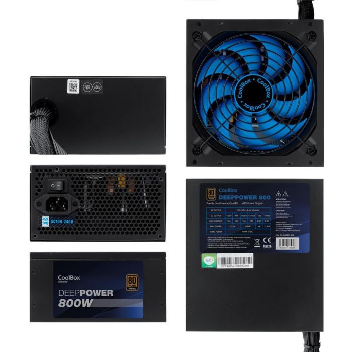 Coolbox Fuente Alimentación Gaming Deeppower 800W 80 Plus Bronze, Ventilador 140mm, 6 SATA, 2 PCI-e 6+2 Pines, DP-PWS800-85B 1 Coolbox Fuente Alimentación Gaming Deeppower 800W 80 Plus Bronze, Ventilador 140mm, 6 SATA, 2 PCI-e 6+2 Pines, DP-PWS800-85B 1