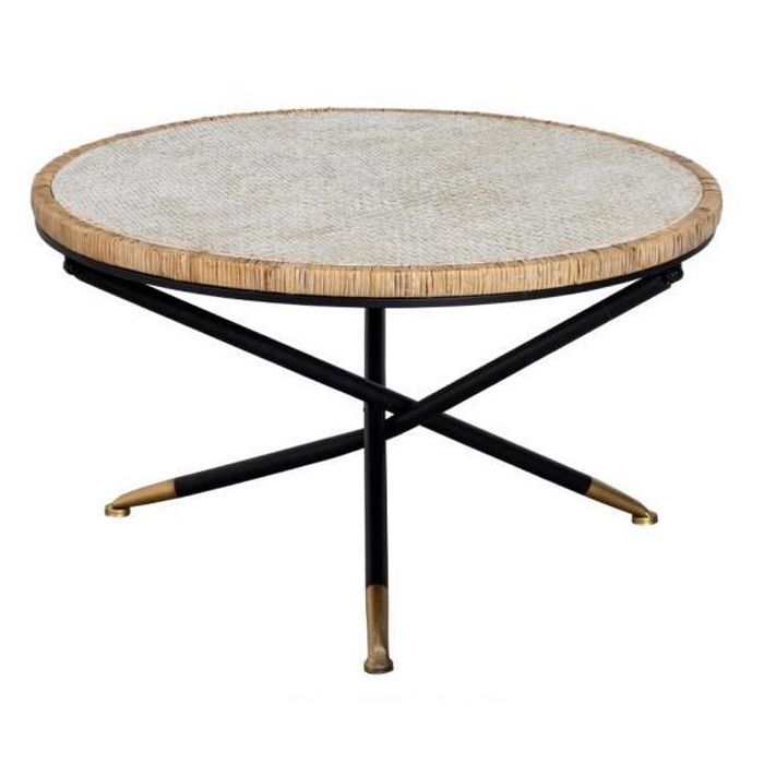 DKD Home Decor Mesa Auxiliar Scandi Desmontable de Metal y Cristal, Negro y Natural, 80x48x80 cm