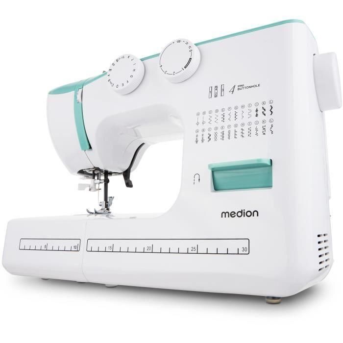 Máquina de coser - MEDION - SM 60 - 62W - 24 puntadas + puntadas dobles - 700 rpm - LED - Turquesa Máquina de coser - MEDION - SM 60 - 62W - 24 puntadas + puntadas dobles - 700 rpm - LED - Turquesa