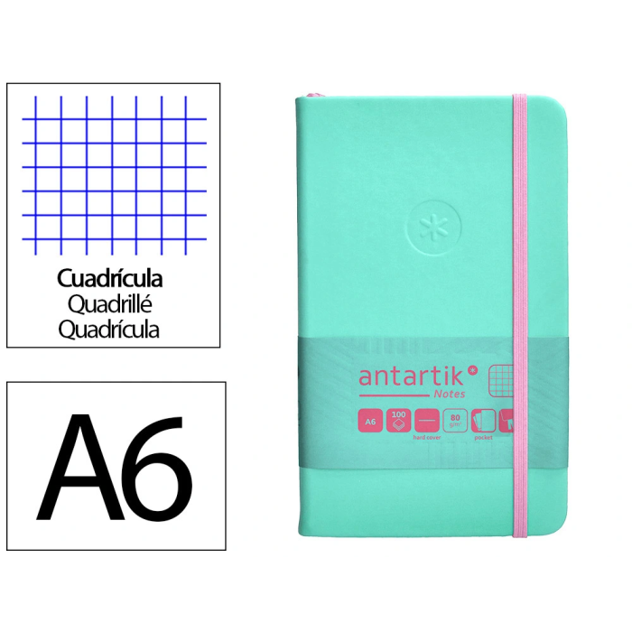 Antartik Cuaderno A6 Tapa Dura Hojas Cuadriculadas Rosa y Turquesa 100 Hojas 80gr FSC 0 Antartik Cuaderno A6 Tapa Dura Hojas Cuadriculadas Rosa y Turquesa 100 Hojas 80gr FSC 0