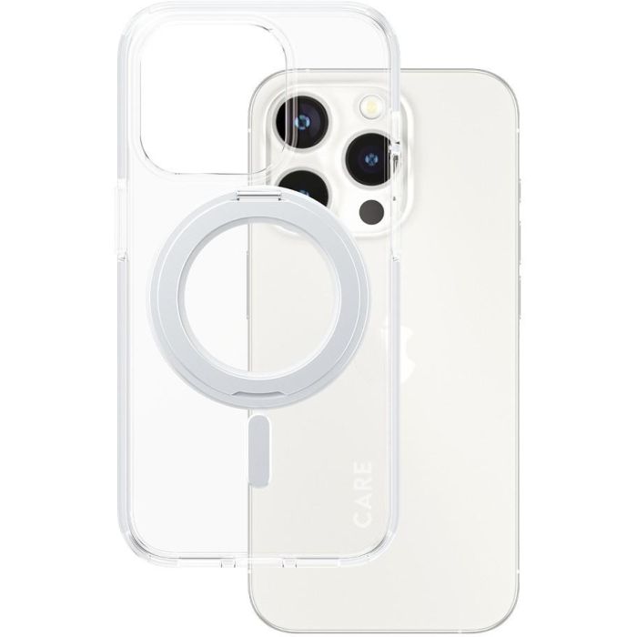 PanzerGlass CARE Case Silver con Kickstand & MagSafe para iPhone 15 Pro