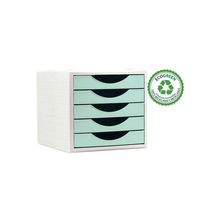 Modulo 5 Cajones Archivo 2000 Archivotec Verde Pastel