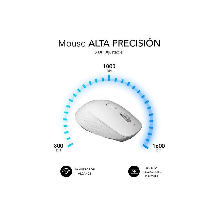 SUBBLIM CURVE ERGO DUAL MOUSE BATTERY WHITE 3