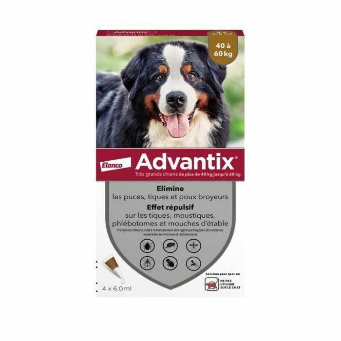 ADVANTIX 4 pipetas antiparasitarias - Para perros muy grandes de 40 a 60 kg - 4 x 6 ml