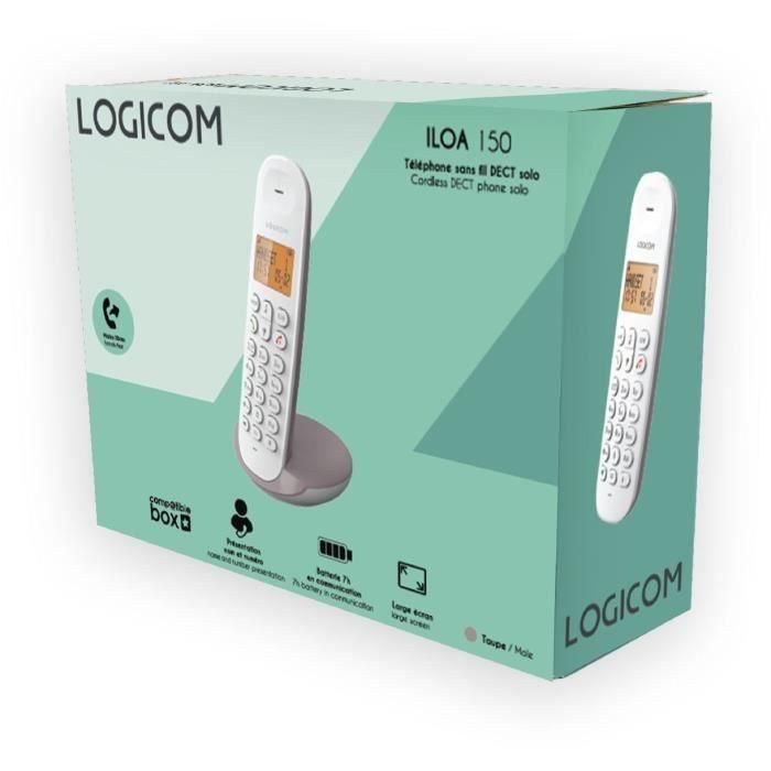 Logicom LOG3483071500100 Teléfono fijo inalámbrico DECT ILOA 150 SOLO Taupe sin contestador automático 4