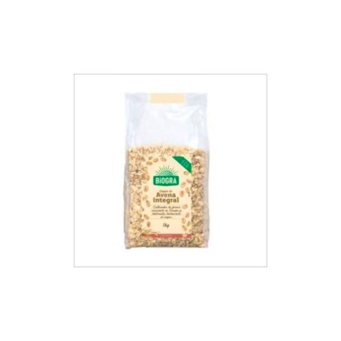 BIOGRA Copos de Avena Gruesos Integrales 1Kg Bio. Alto en fibra, vegano y sin lactosa