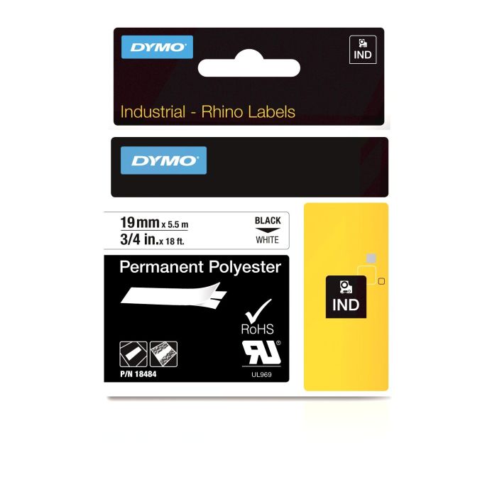 DYMO RHINO Cinta ID1-19 Negro/blanco polyester DYMO RHINO Cinta ID1-19 Negro/blanco polyester