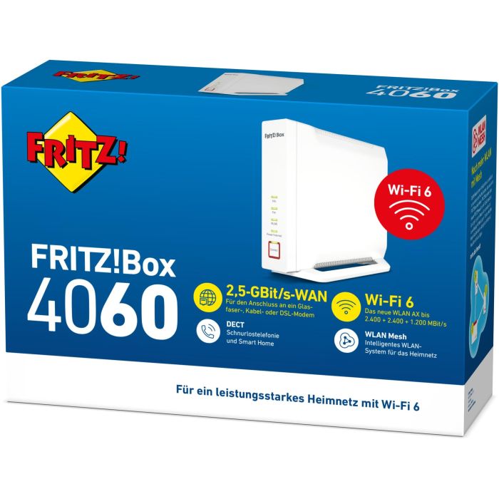 AVM 4060 FRITZ!Box Router Wi-Fi 6 AX Tribanda (2.4/5/5 GHz) Gigabit Ethernet 4 Puertos LAN (2.5 Gbit/s) Blanco 3