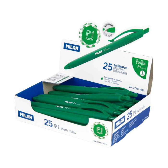 Milan Boligrafo P1 Retractil Touch Verde 1 mm 4