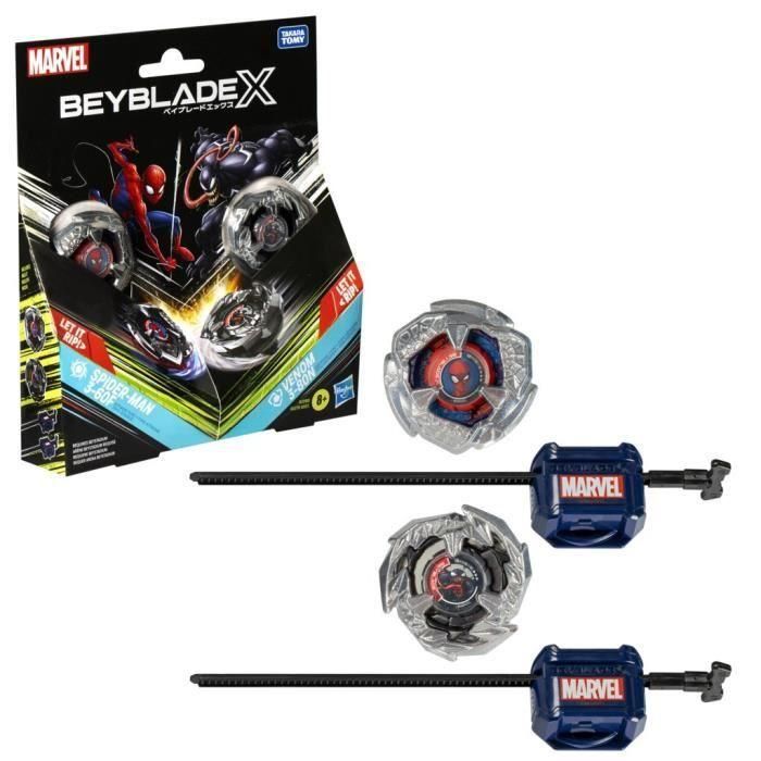 Beyblade X Marvel Collab Spider-Man 3-60F vs. Venom 3-80N, paquete múltiple