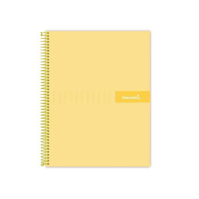 Cuaderno Espiral Liderpapel A4 Micro Crafty Tapa Forrada 120H 90 gr Cuadro 5 mm 5 Bandas 4 Taladros Color Amarillo 1