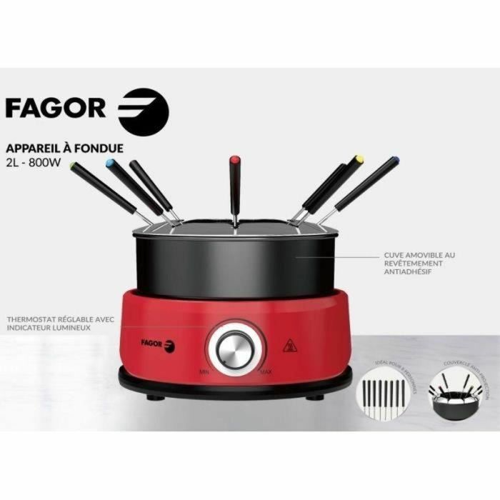 Máquina de fondue - FAGOR - FGF800 - 8 personas - Capacidad: 1,6L - Termostato regulable 2