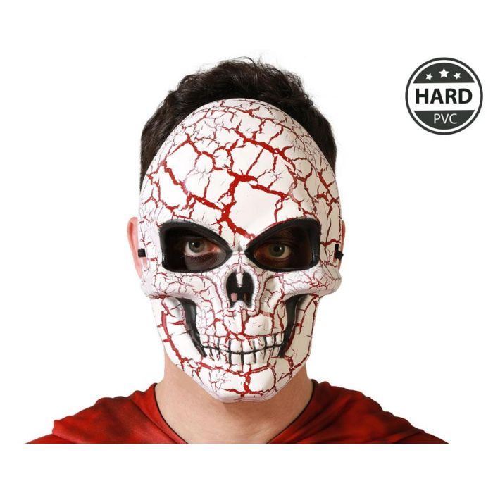 Máscara de Calavera Craquelada Blanco y Rojo PVC Rígido, Ideal para Halloween, Desfiles y Caracterizaciones de Demonio Máscara de Calavera Craquelada Blanco y Rojo PVC Rígido, Ideal para Halloween, Desfiles y Caracterizaciones de Demonio