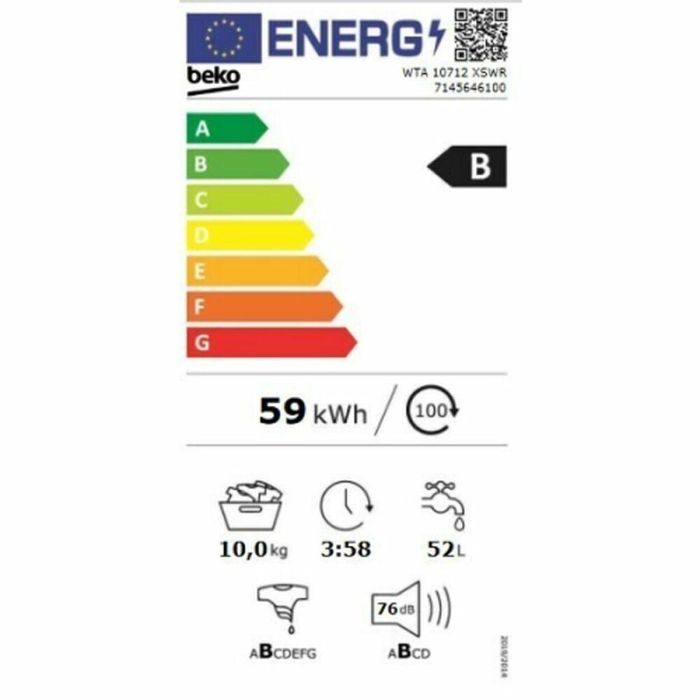 Lavadora BEKO WTA 10712 XSWR 10 kg 1400 rpm 1