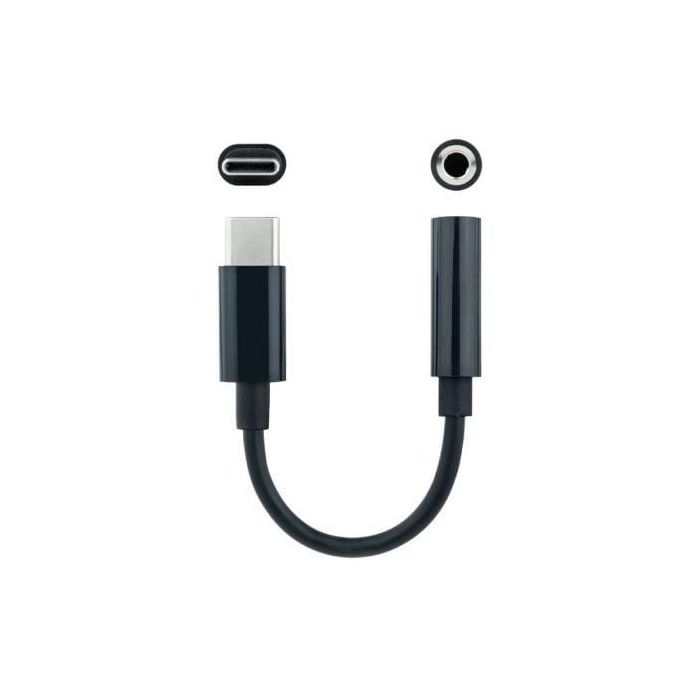 Adaptador USB-C a Jack 3.5 mm NANOCABLE 10.24.1205 11 cm Negro 1 Adaptador USB-C a Jack 3.5 mm NANOCABLE 10.24.1205 11 cm Negro 1