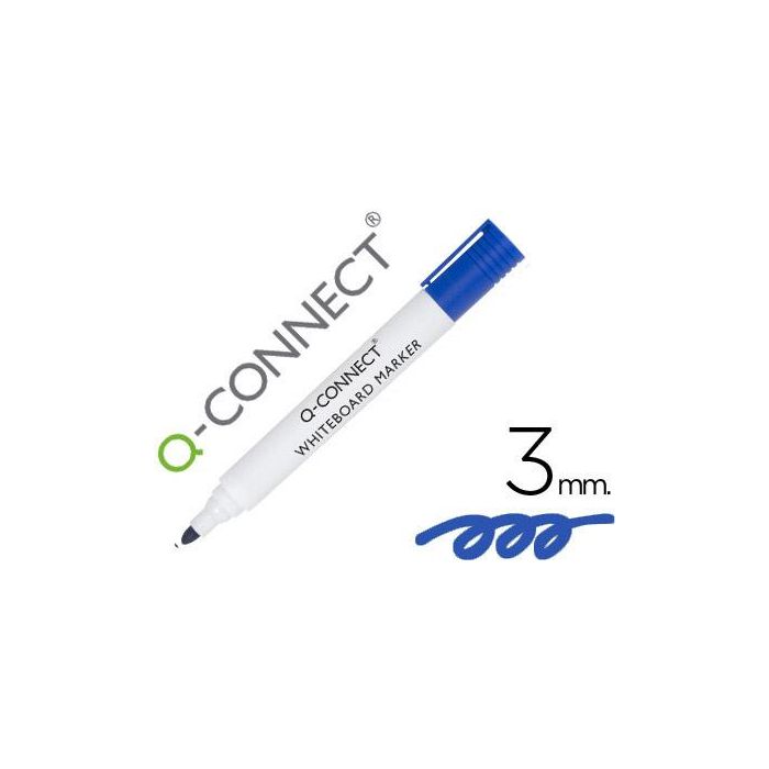 Rotulador Q-Connect Pizarra Blanca Color Azul Punta Redonda 3 mm 10 unidades