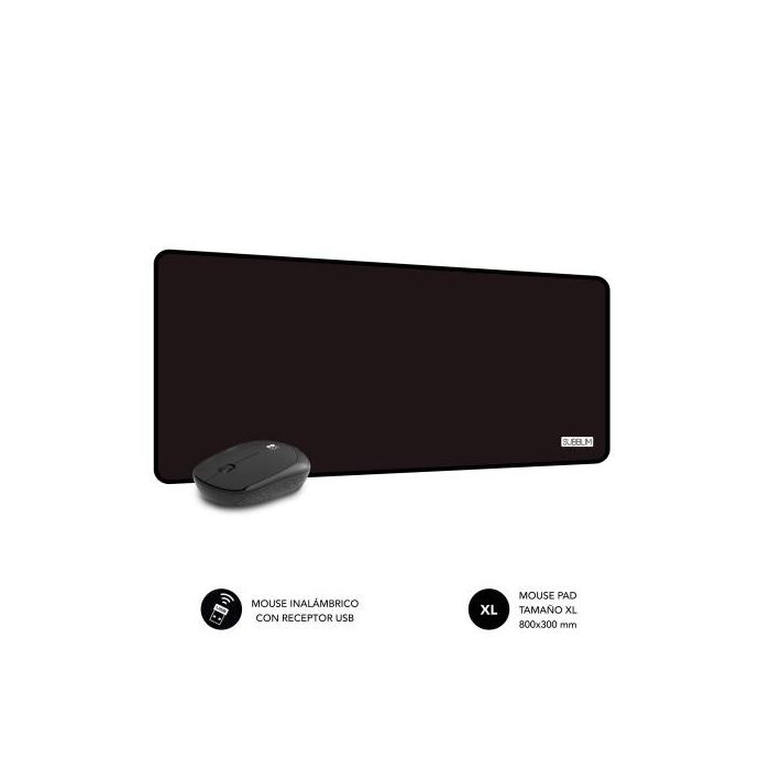 SUBBLIM Harmony Pack Mousepad XL + Wireless Mouse Black 1 SUBBLIM Harmony Pack Mousepad XL + Wireless Mouse Black 1