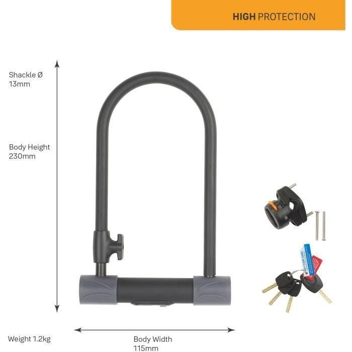 Yale Cerradura de Seguridad U con Certificación Secure Silver para Bicicleta, ATV - Acero Endurecido 230x115x13mm 2