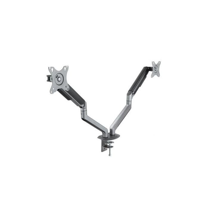 Soporte de Mesa para 2 Monitores TooQ DB4132TNR-G/ Giratorio/ Inclinable/ hasta 9kg Soporte de Mesa para 2 Monitores TooQ DB4132TNR-G/ Giratorio/ Inclinable/ hasta 9kg