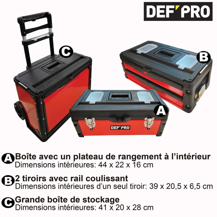 Defpro Carro de Herramientas DEF3760040205915 3 Módulos Apilables 1