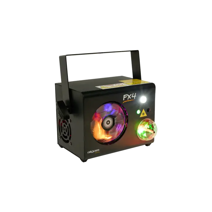 ALGAMLIGHT FX-4 Proyector 4-en-1: Rueda Gobo LED RGB, Magic Ball, Láser RG y Estrobo para Fiestas 0 ALGAMLIGHT FX-4 Proyector 4-en-1: Rueda Gobo LED RGB, Magic Ball, Láser RG y Estrobo para Fiestas 0