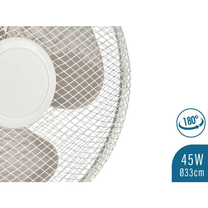 Ventilador de Mesa Argon 45W, 27x51x33.5 cm, Blanco, 3 Velocidades, Giro 75° 3 Ventilador de Mesa Argon 45W, 27x51x33.5 cm, Blanco, 3 Velocidades, Giro 75° 3