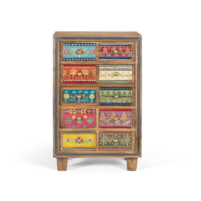 Giner y Colomer Mueble Auxiliar de Madera de Mango con 10 Cajones Pintados a Mano 0 Giner y Colomer Mueble Auxiliar de Madera de Mango con 10 Cajones Pintados a Mano 0
