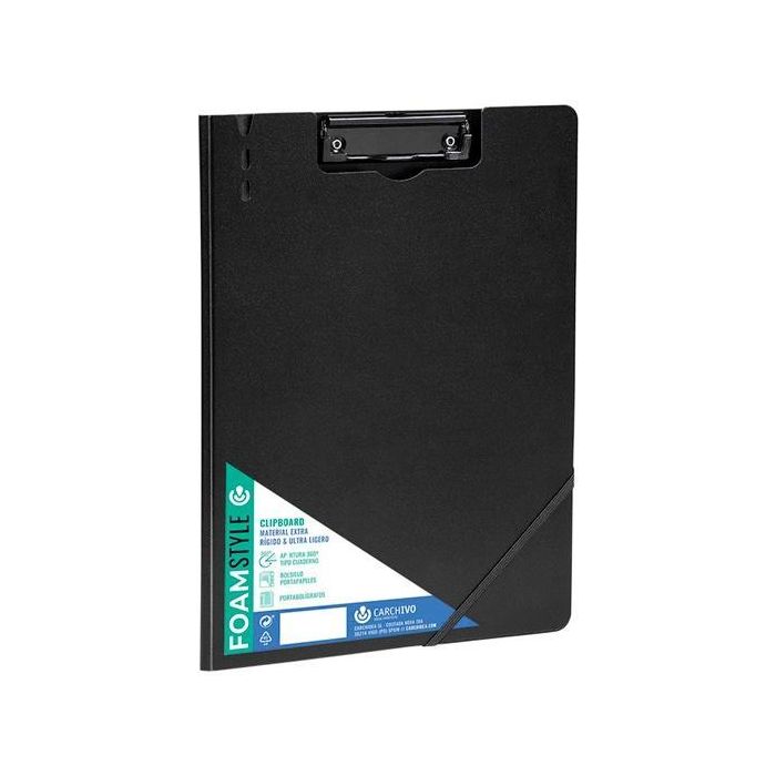 Carchivo Carpeta Con Pinza Foam Style A4 C-Goma Negro