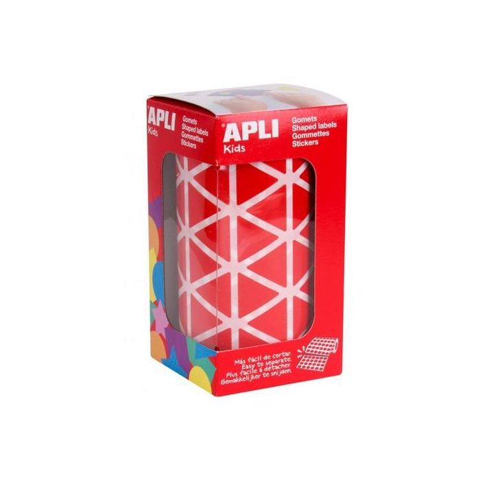 Apli Gomets Triangulares 20 mm Rollo Rojo -Rollo 2832 Unidades-