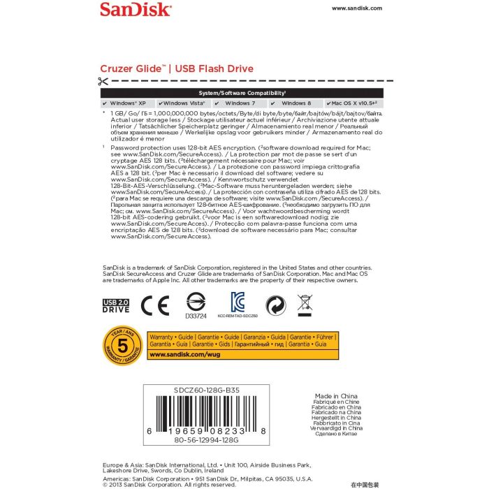 SanDisk USB 2.0 Cruzer Glide 128GB Negro/Rojo - Memoria Flash USB Tipo A para PC y Mac 6 SanDisk USB 2.0 Cruzer Glide 128GB Negro/Rojo - Memoria Flash USB Tipo A para PC y Mac 6