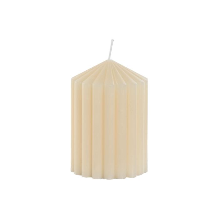 DKD Home Decor Vela Decorativa Scandi Crema de Cera, Acabado Natural, 300 gr, 55 Horas, 7x7x10 cm, Juego de 12 Unidades