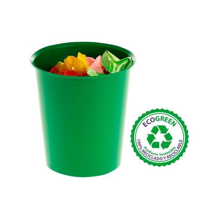 Archivo 2000 Papelera de Plástico con Aro Sujetabolsas, 18 Litros, 290x310 mm, Verde Archivo 2000 Papelera de Plástico con Aro Sujetabolsas, 18 Litros, 290x310 mm, Verde