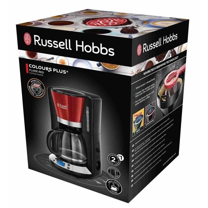 RUSSELL HOBBS 24031-56 - Cafetera programable Colors Plus - Tecnología WhirlTech - 15 tazas - 1100 W - Rojo 1 RUSSELL HOBBS 24031-56 - Cafetera programable Colors Plus - Tecnología WhirlTech - 15 tazas - 1100 W - Rojo 1