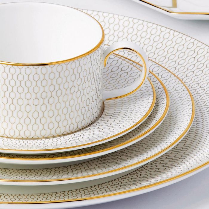 Wedgwood Plato Postre Arris-Gio Gold 20 cm Bone China/New Bone China (4 Unidades) 1