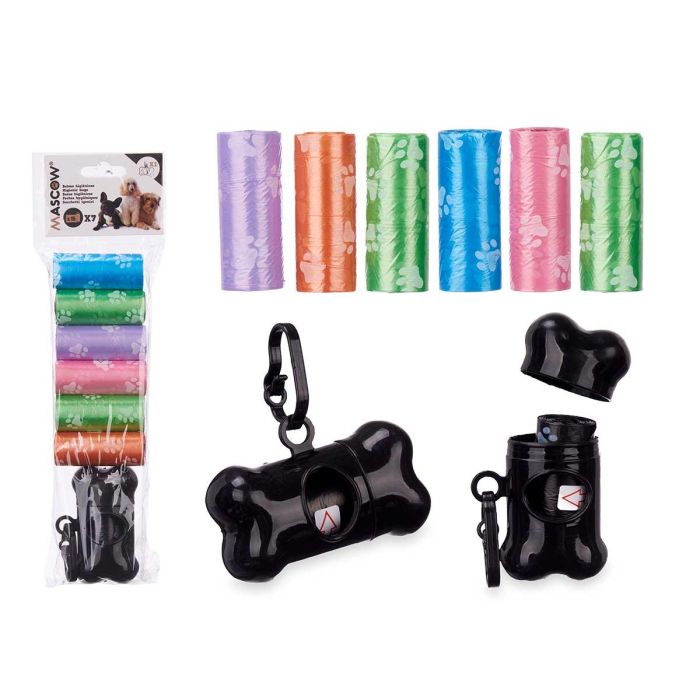 Set 7 Rollos Bolsas Mascota Dispensador 15 Uds Mascow 8.5x29x4 cm - Varios Colores (36 Unidades) Set 7 Rollos Bolsas Mascota Dispensador 15 Uds Mascow 8.5x29x4 cm - Varios Colores (36 Unidades)