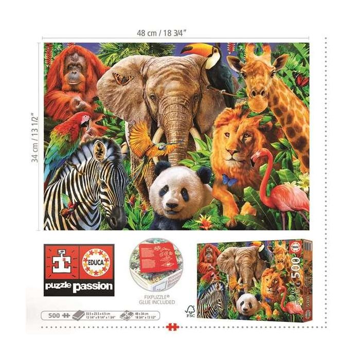 Educa Puzzle 500 piezas Collage de Animales Salvajes. Edad recomendada: 11-99 años 18